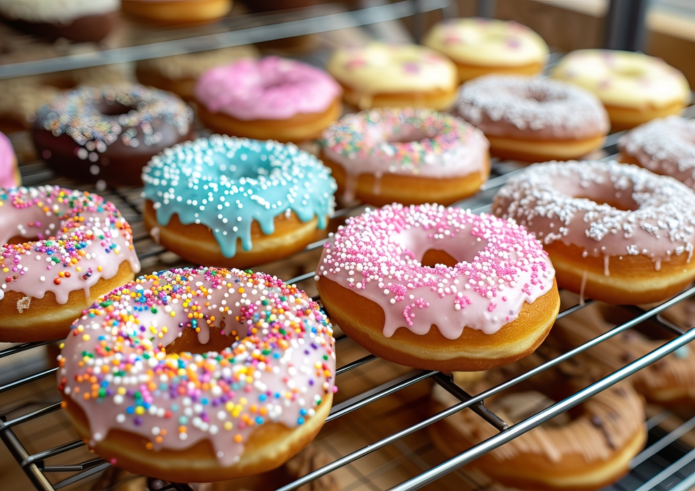 Delicious,Doughnuts,Arranged,On,A,Plate,,Showcasing,An,Inviting,Array